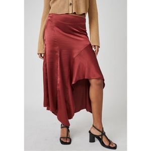 NWT free people satin asymmetrical skirt-Acorn size 4